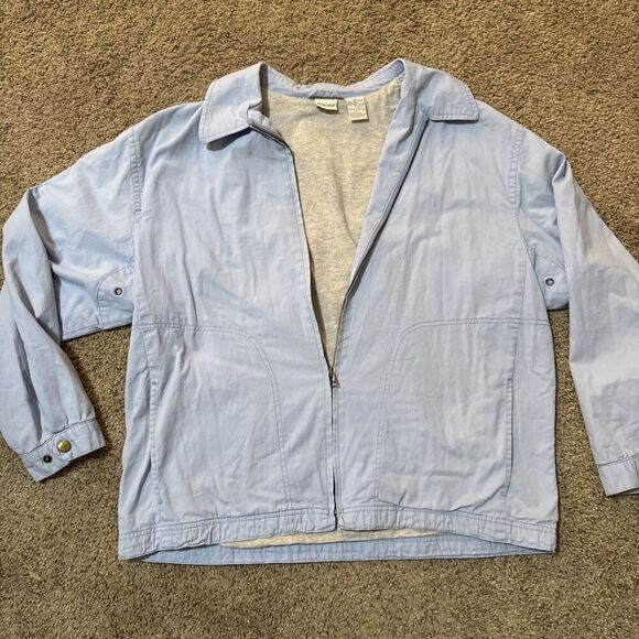 Vintage Merona Cotton Chambray Bomber‎ Jacket Womens M Preppy Harrington Canvas - Picture 1 of 9